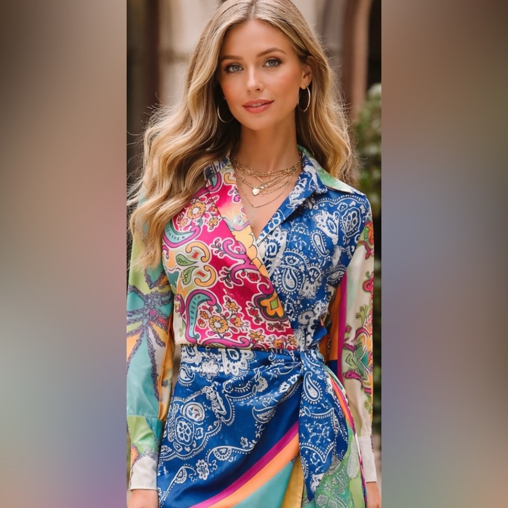 A good one to have it.
Colorful dress in size S